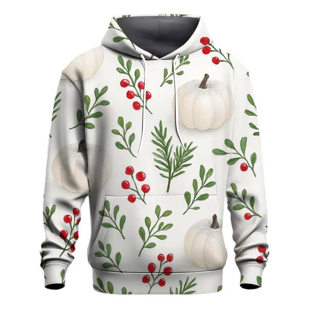 Snow Dusted Pumpkin Forest Scatter On White pullover hoodies