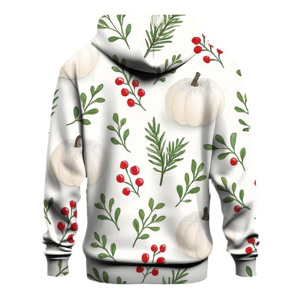 Snow Dusted Pumpkin Forest Scatter On White pullover hoodies