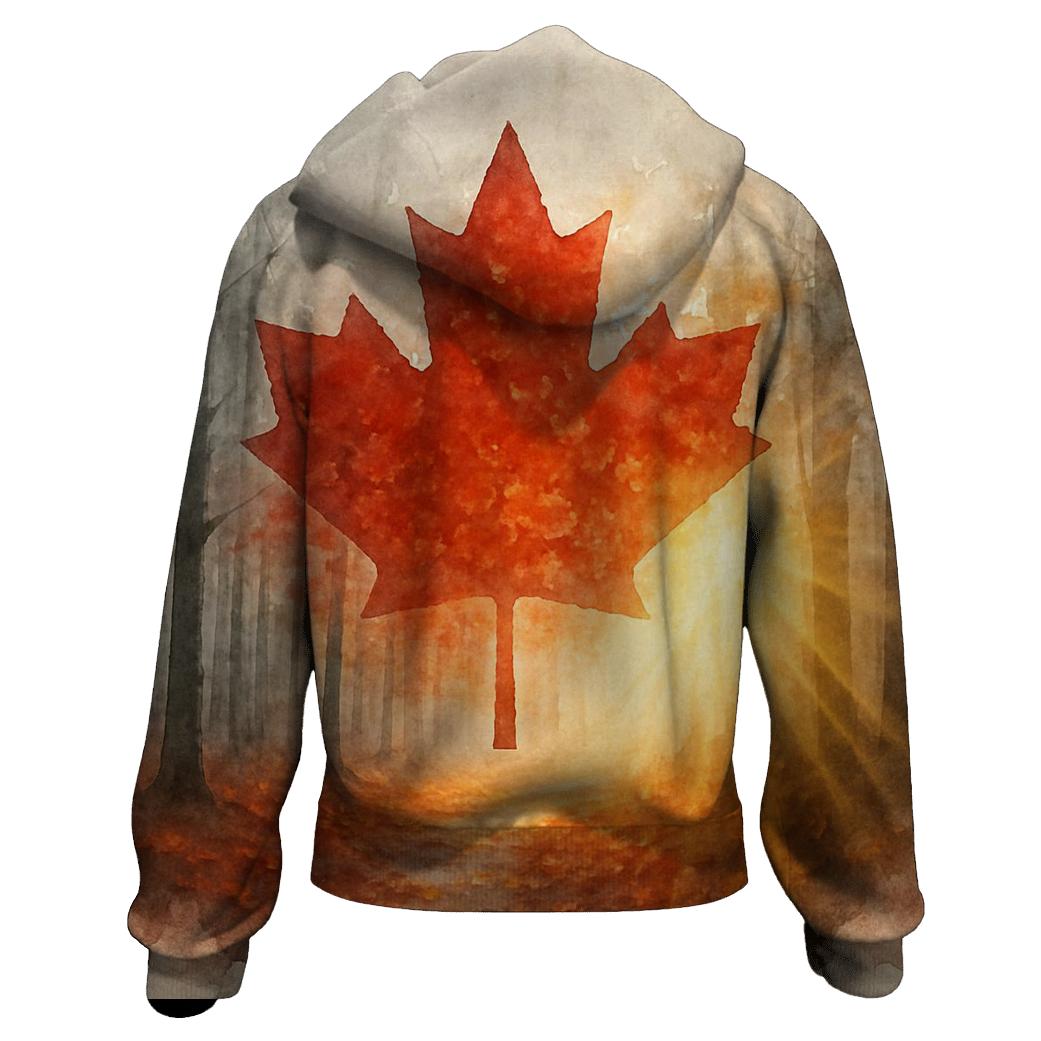 Canadian Maple Forest Double Exposure printed hoodies