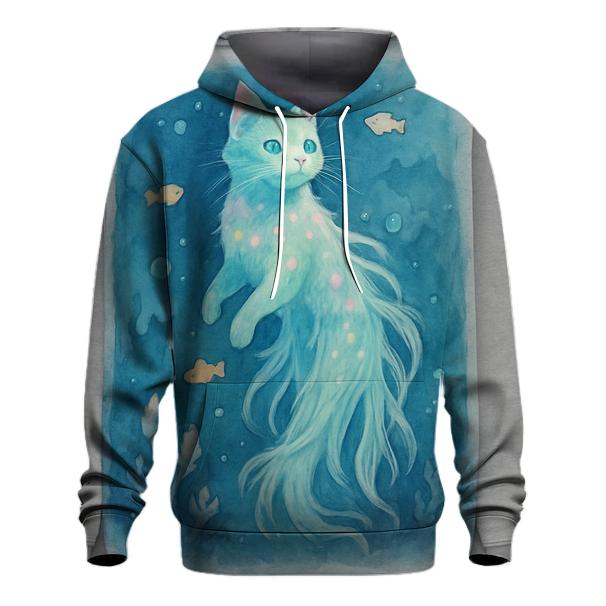 Aquatic Dream Jellyfish Cat printed hoodies