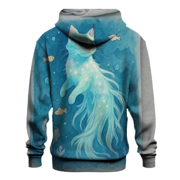 Aquatic Dream Jellyfish Cat printed hoodies