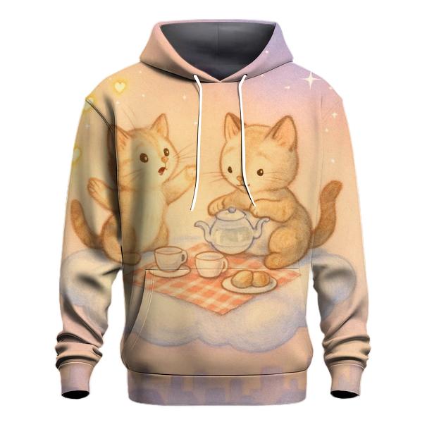 Marshmallow Cloud Picnic Cats premium hoodies