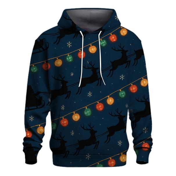 Midnight Sleigh Silhouette With Pumpkin Lights lightweight hoodies
