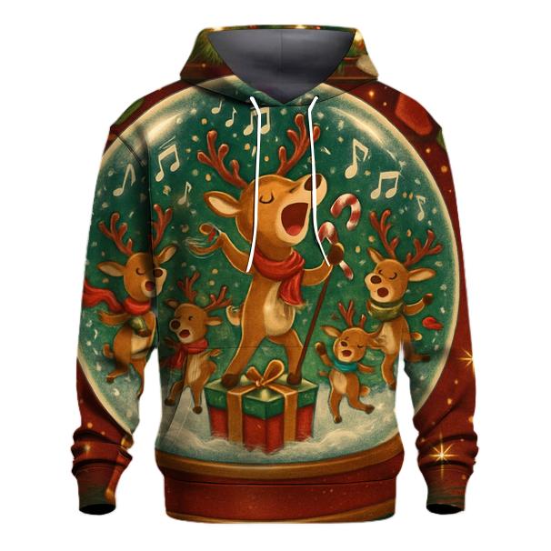 Reindeer Karaoke Snowglobe pullover hoodies