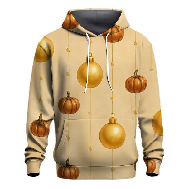 Falling Ornaments And Pumpkins On Champagne Glow custom hoodies