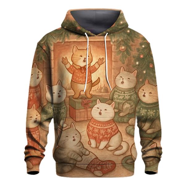 Cozy Fireplace Cat Choir lightweight hoodies