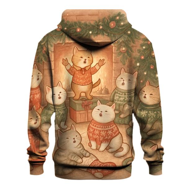 Cozy Fireplace Cat Choir lightweight hoodies