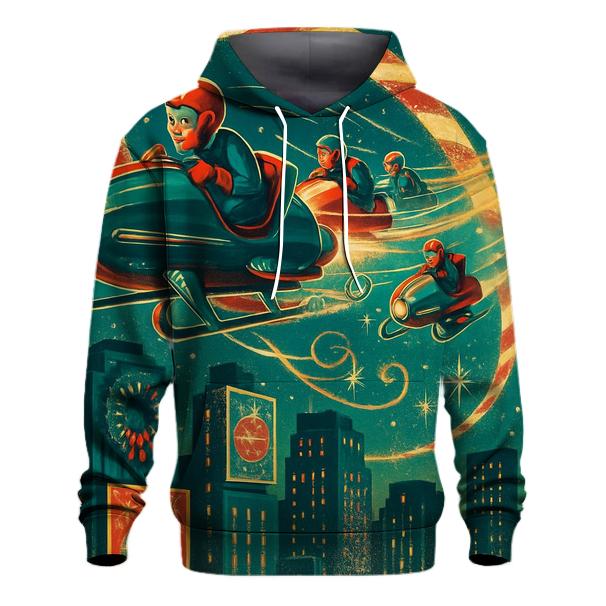 Retro Rocket Sleigh Speedway embroidered hoodies
