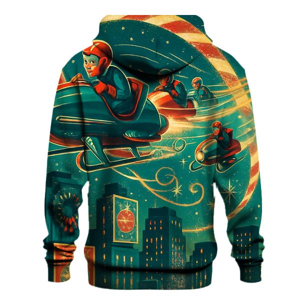 Retro Rocket Sleigh Speedway embroidered hoodies