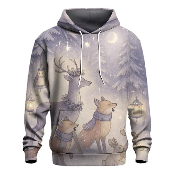 Starlit Woodland Carol Parade printed hoodies
