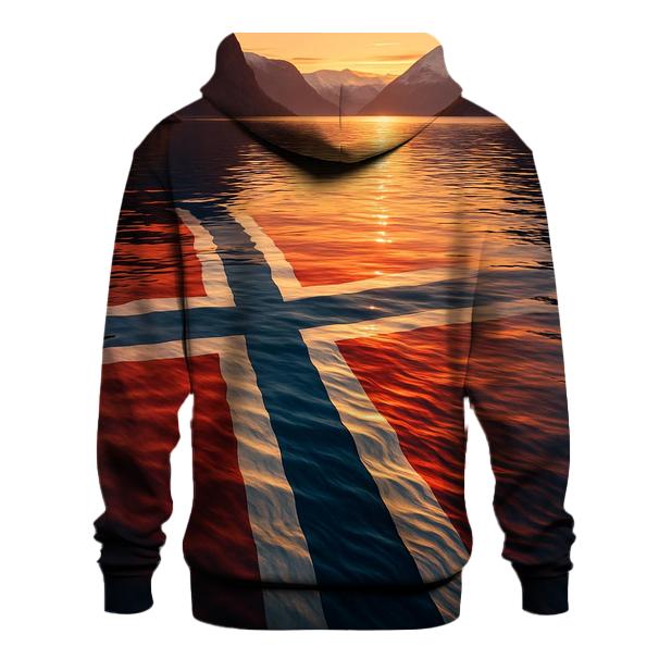 Norwegian Fjord Flag Waters heavyweight hoodies