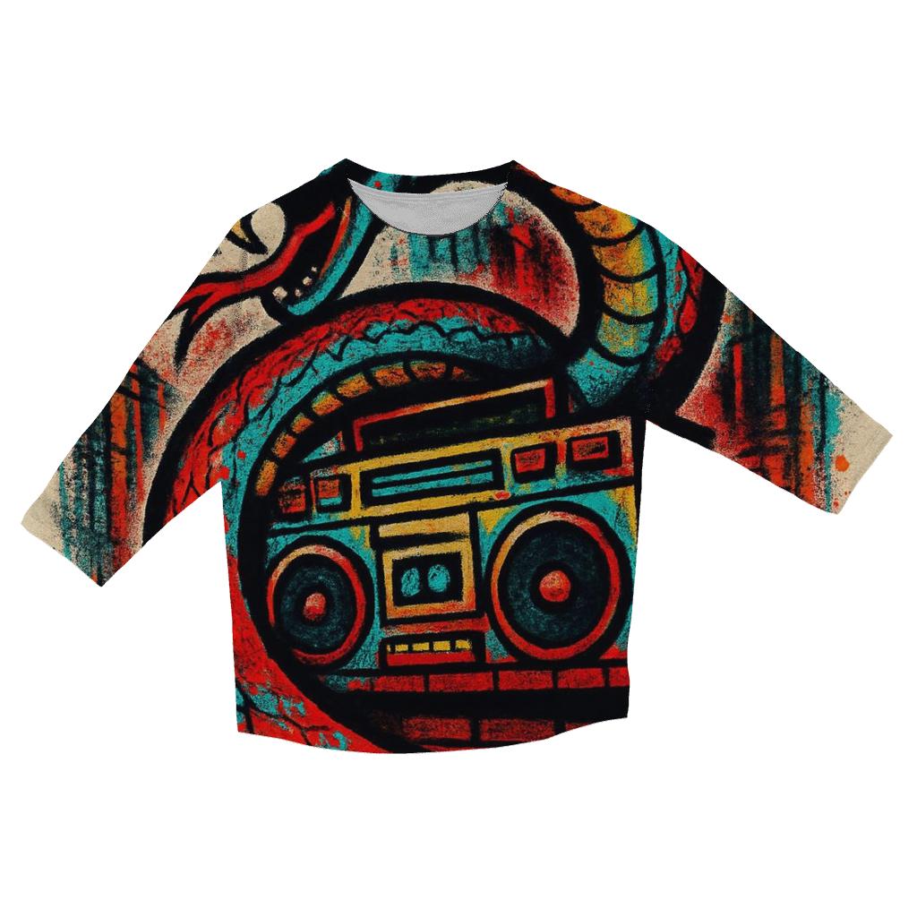 Urban Graffiti Ouroboros Rhythm printed three quarter sleeve shirts