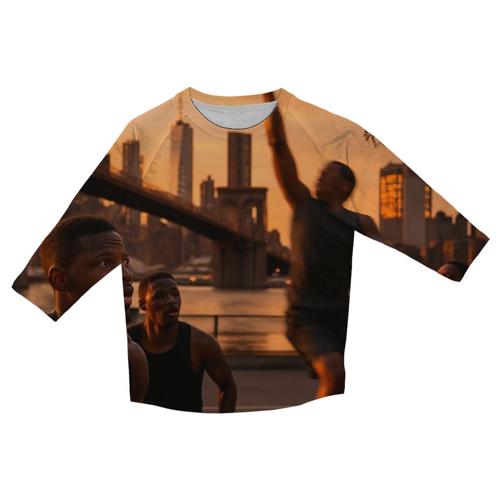 Brooklyn Bridge Park Sunset Pickup Game printed three quarter sleeve shirts
