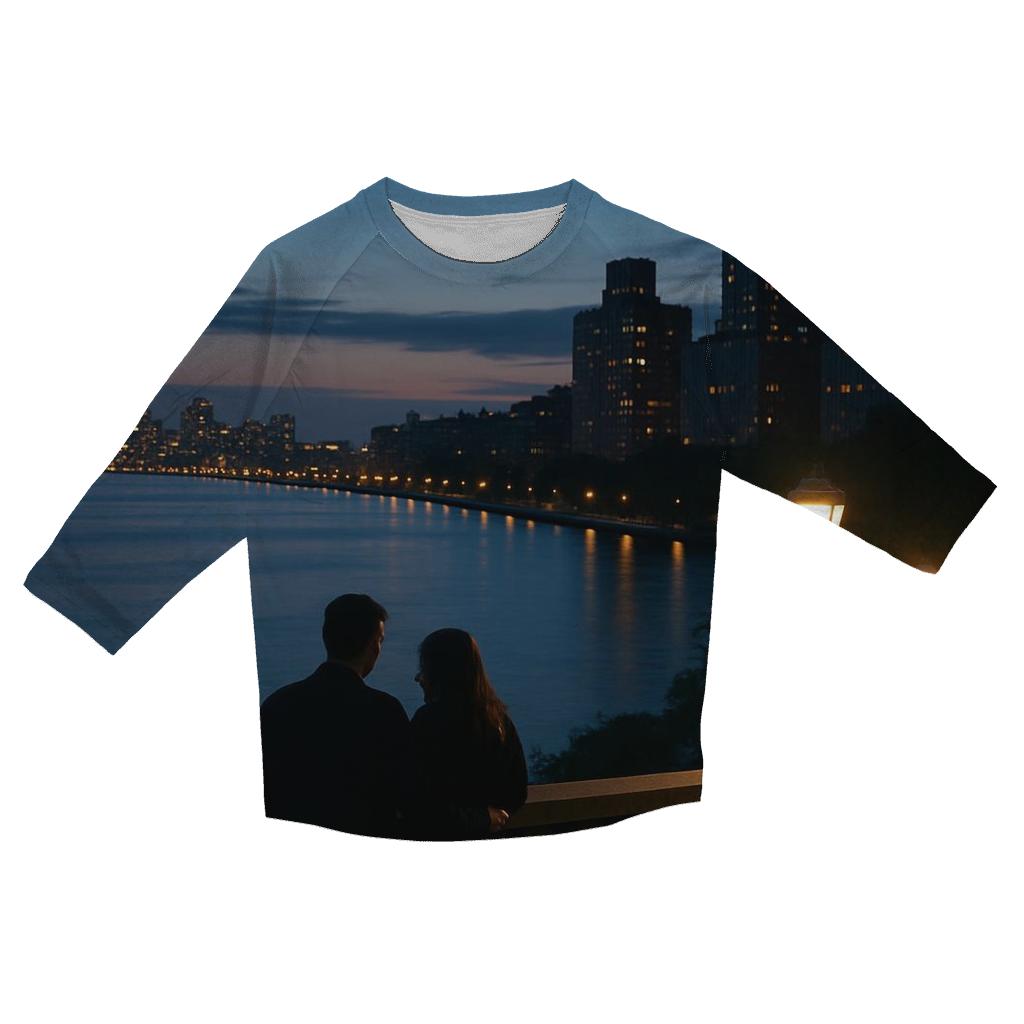 Upper West Side Riverside Overlook At Blue Hour casual three quarter sleeve shirts
