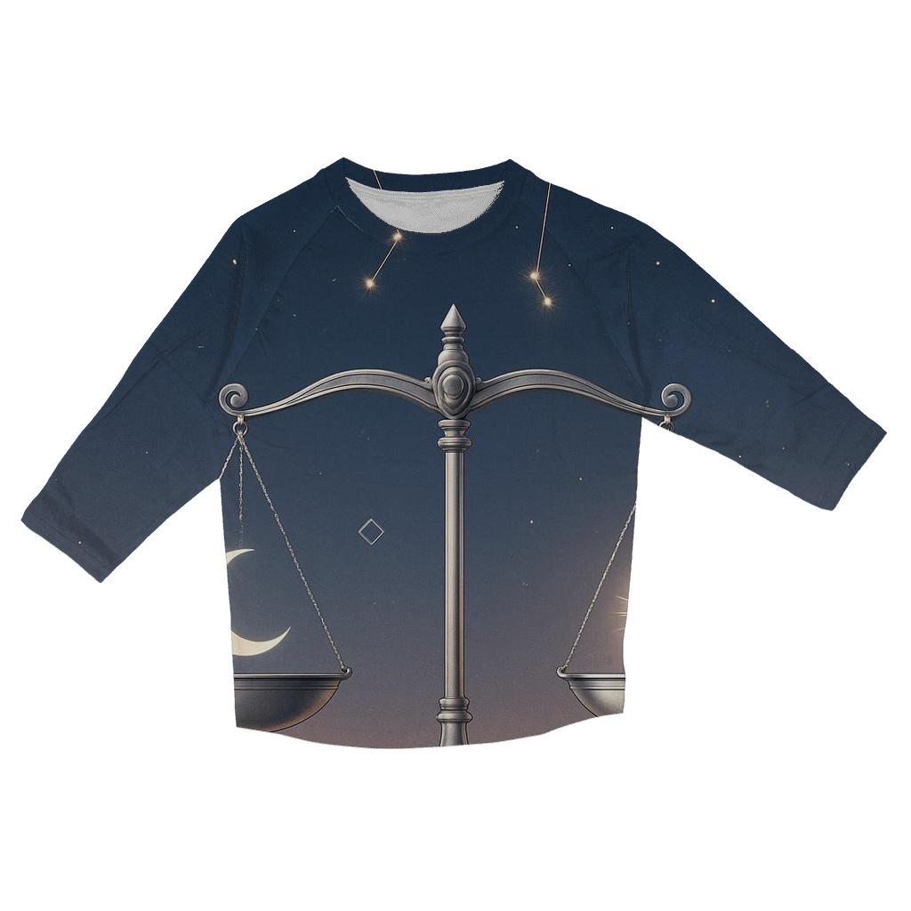 Libra Starlit Equinox Scales printed three quarter sleeve shirts