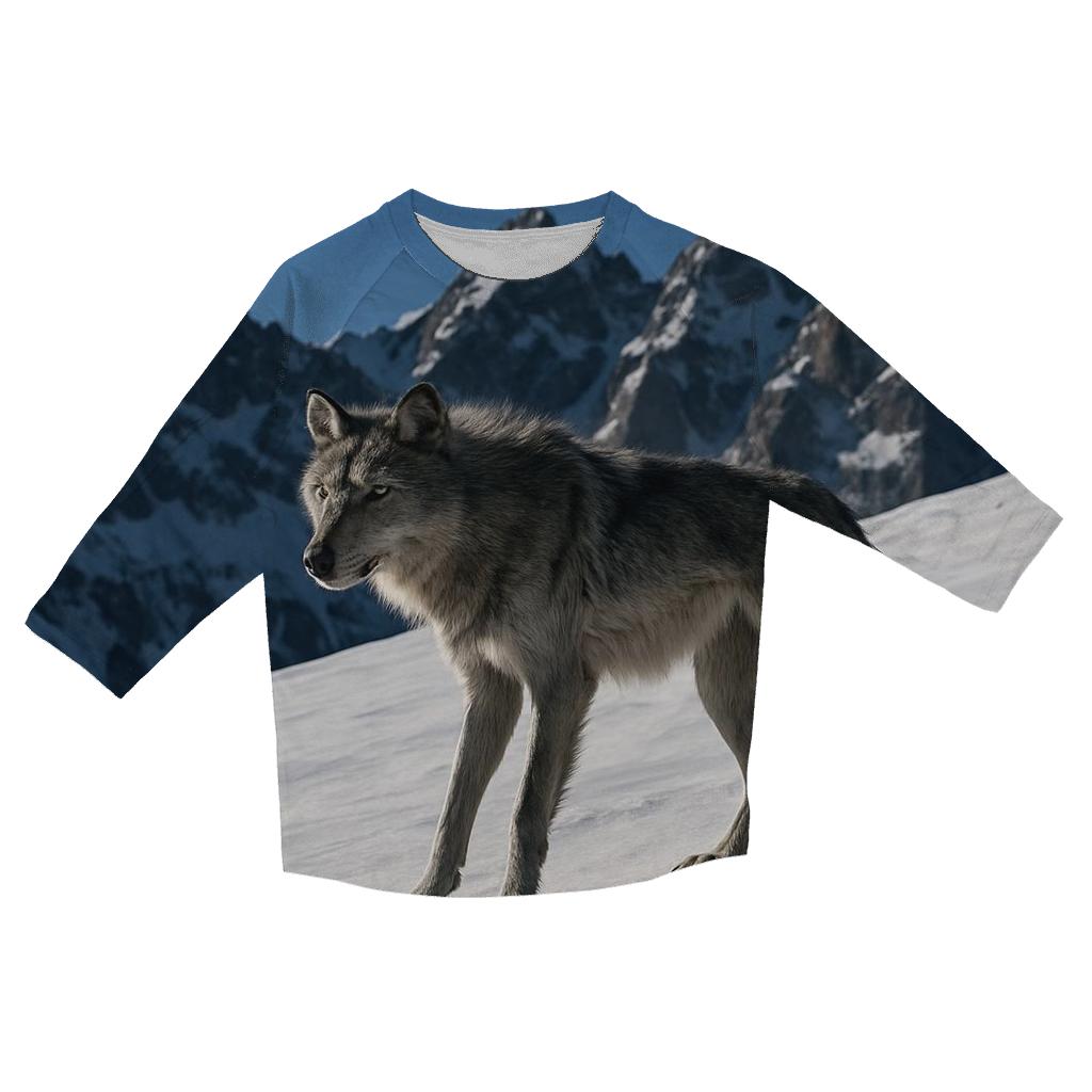 High Alpine Wolf On Snowfield Crest trendy 3/4 sleeve tops