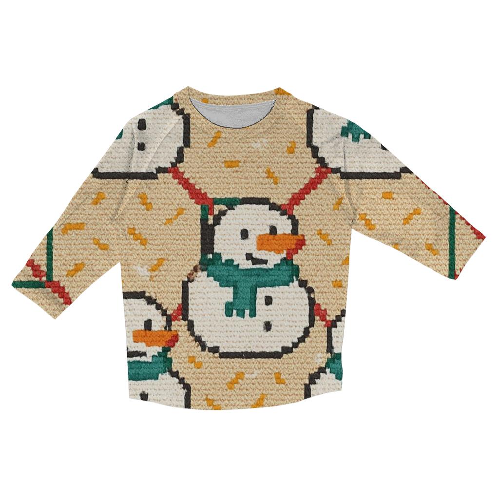 Snowman Sprinkles Lattice Design fashion 3/4 sleeve shirts