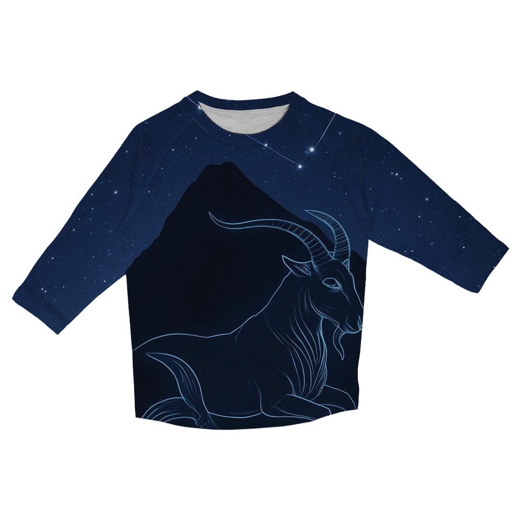 Capricorn Cosmic Mountain Ascent printed three quarter sleeve shirts
