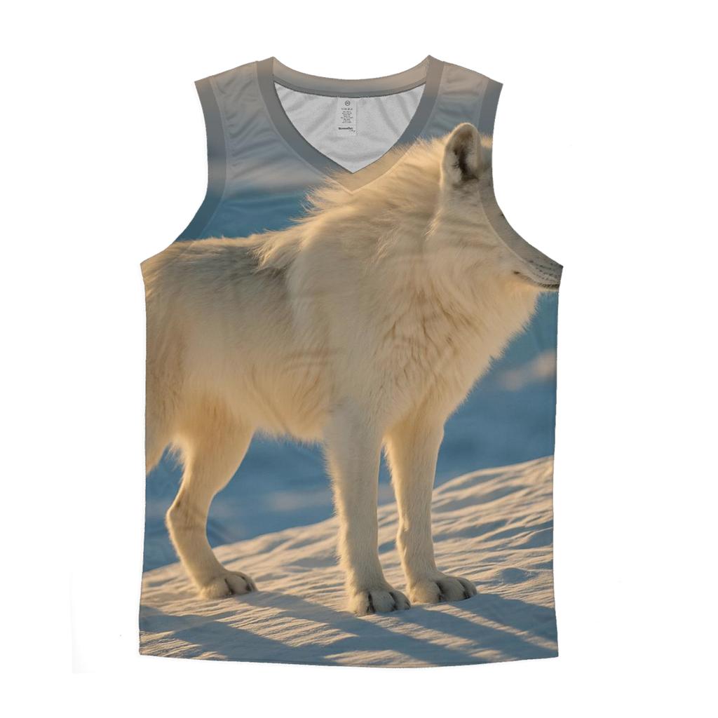 Arctic Wolf On Wind Carved Ridge personalized athletic tanks