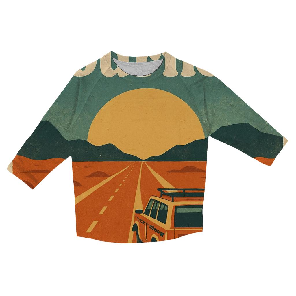 Seventies Desert Road Trip Poster trendy 3/4 sleeve tops