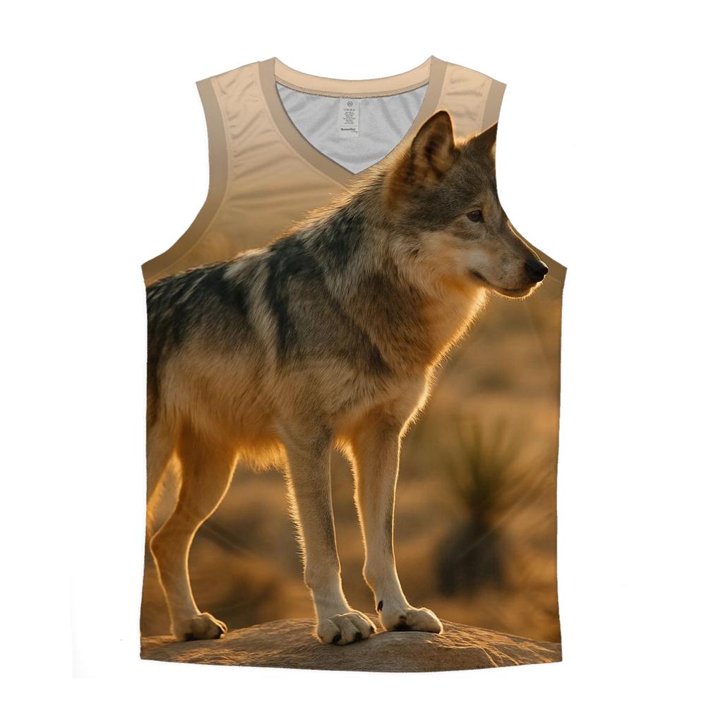 Mexican Wolf In Desert Golden Hour personalized athletic tanks