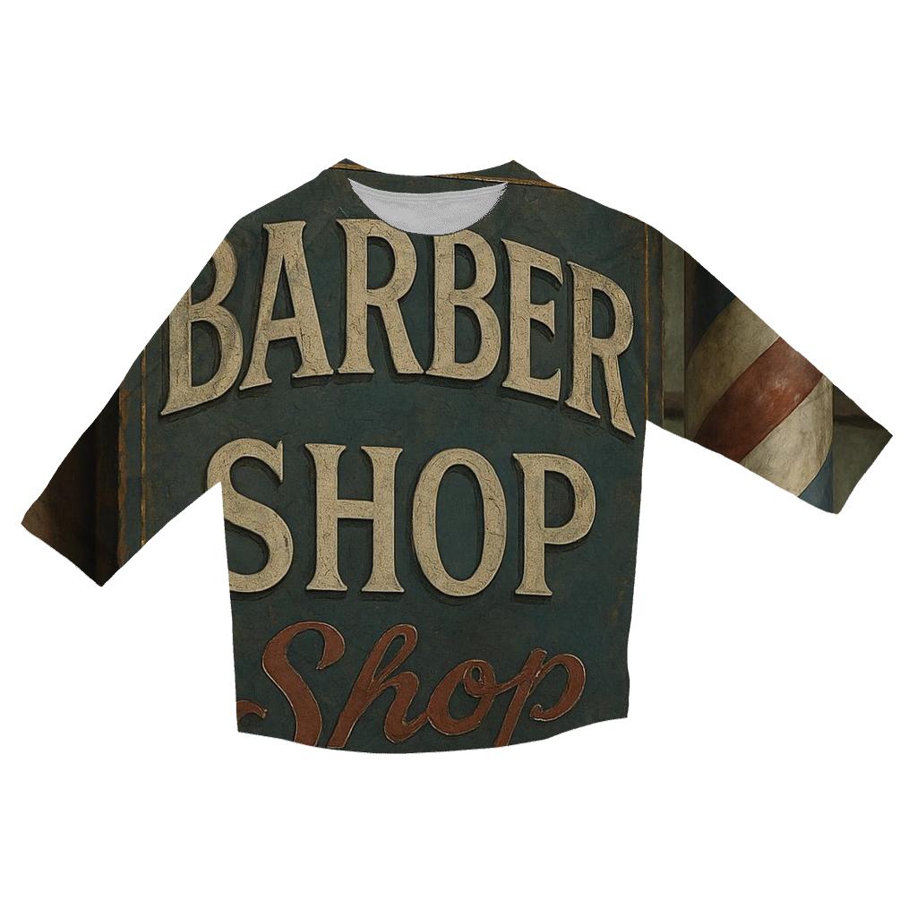 Nostalgic Barbershop Signboard cotton quarter sleeve shirts