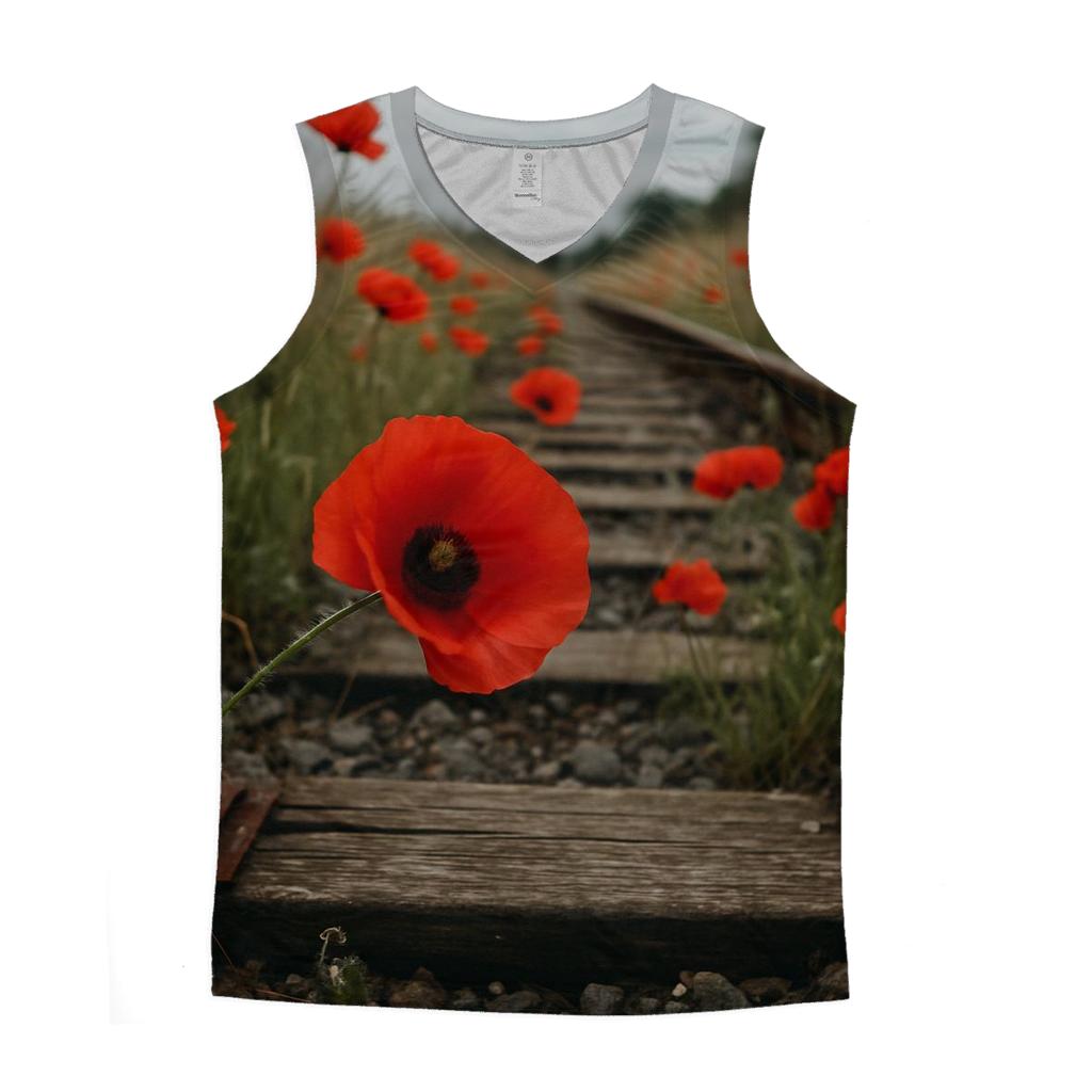 Wild Poppies Along An Abandoned Railway cotton sleeveless tops