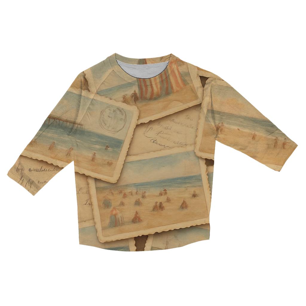 Vintage Seaside Postcard Montage trendy 3/4 sleeve tops