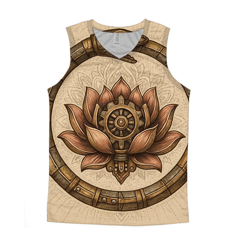 Mechanical Lotus Ouroboros Mandala cotton sleeveless tops