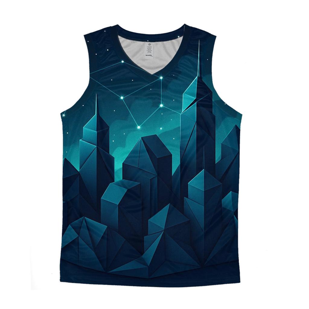 Cosmic Origami Cityscape sports performance tank tops
