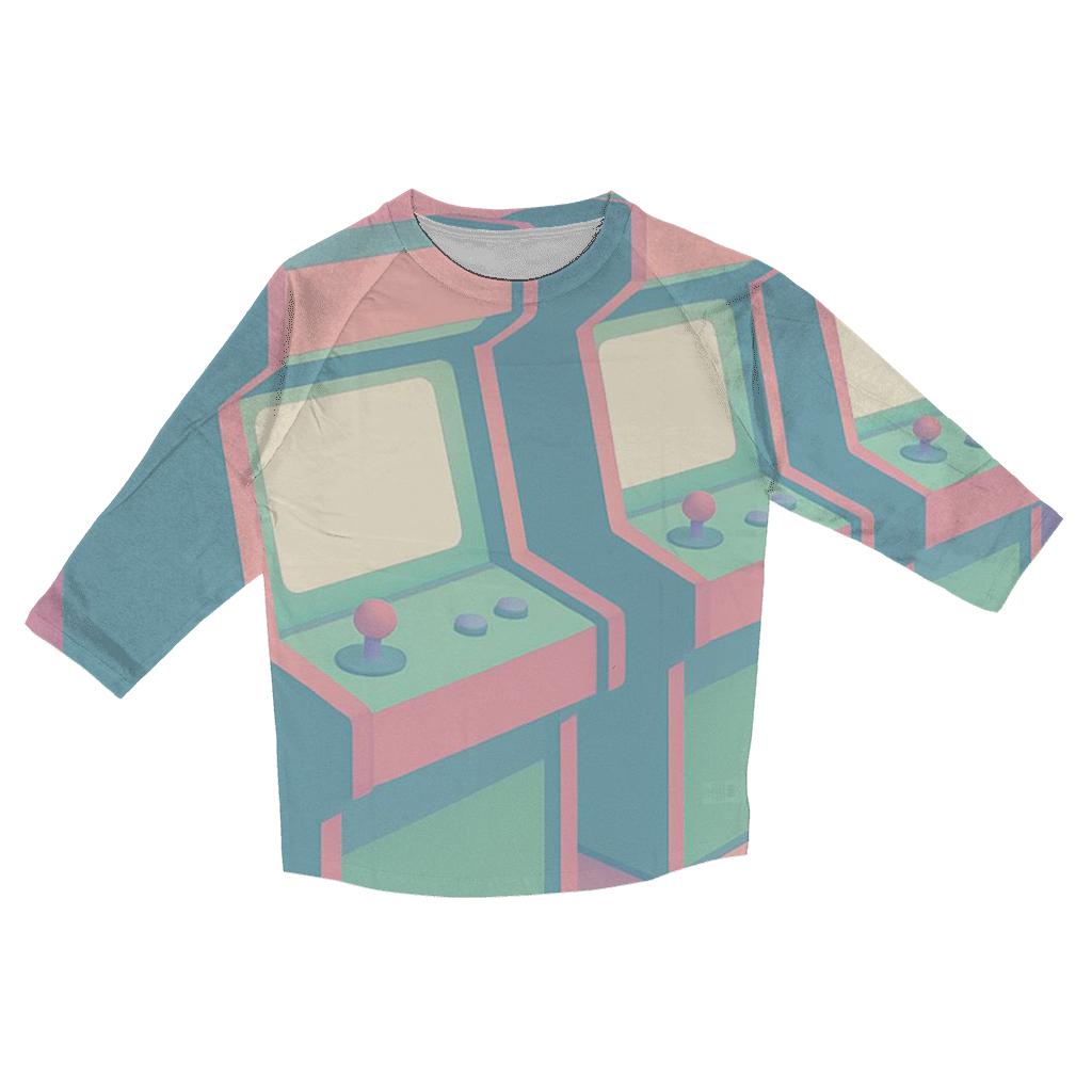Pastel Arcade Nights printed three quarter sleeve shirts