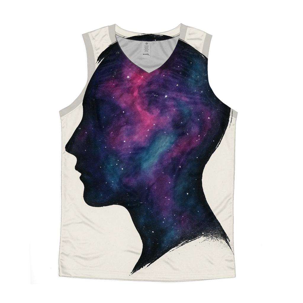 Nebula Ink Brush Portrait personalized athletic tanks