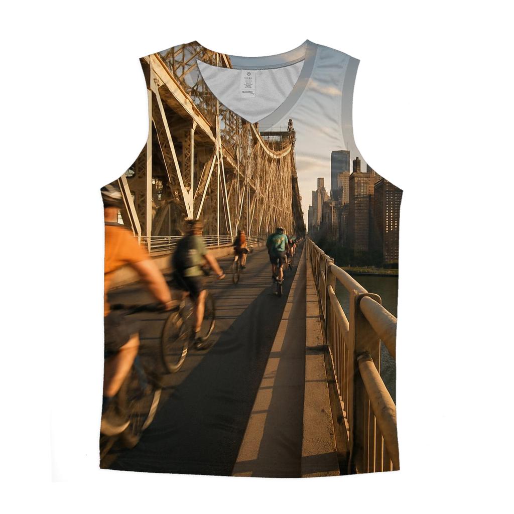 Queensboro Bridge Bike Lane Skyline Glimpse graphic print tank tops