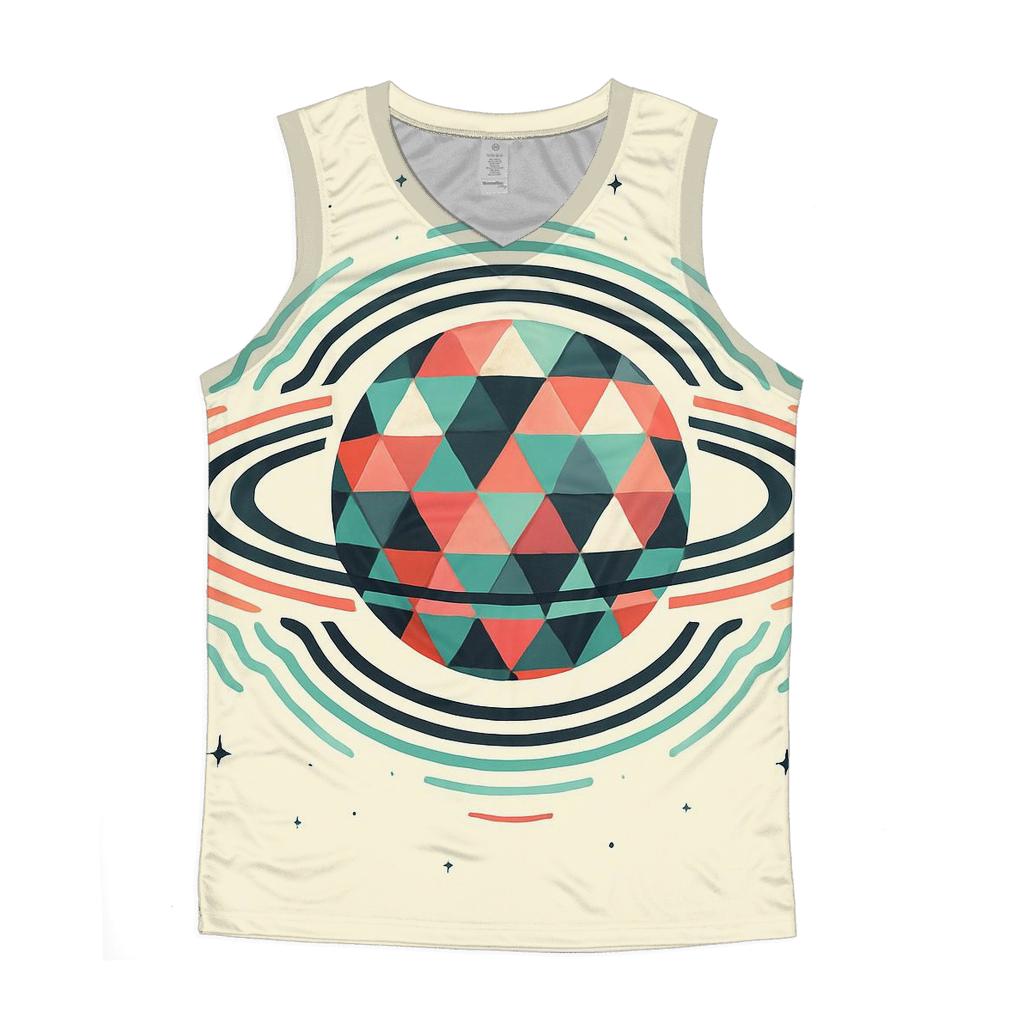 Geometric Saturn Soundwaves personalized athletic tanks