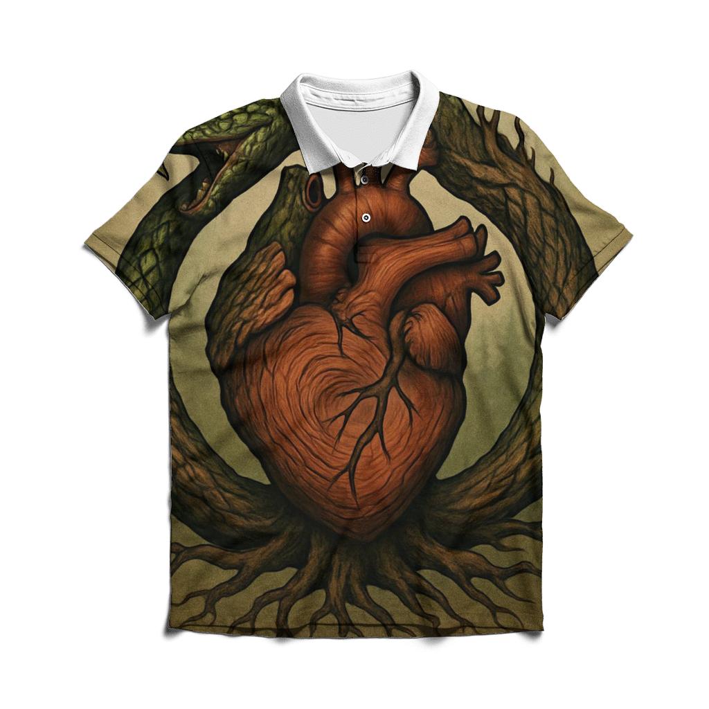 Forest Heart Rooted Ouroboros stylish collar polo tees