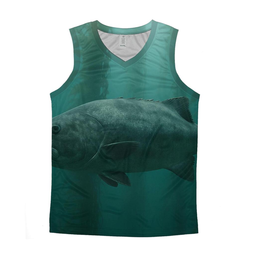 Kelp Forest Patrol Giant Sea Bass graphic print tank tops