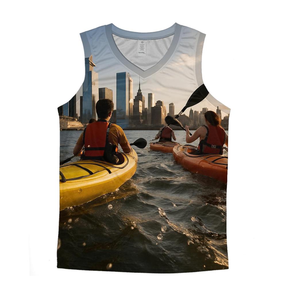 Hudson River Kayakers With Midtown Backdrop personalized athletic tanks
