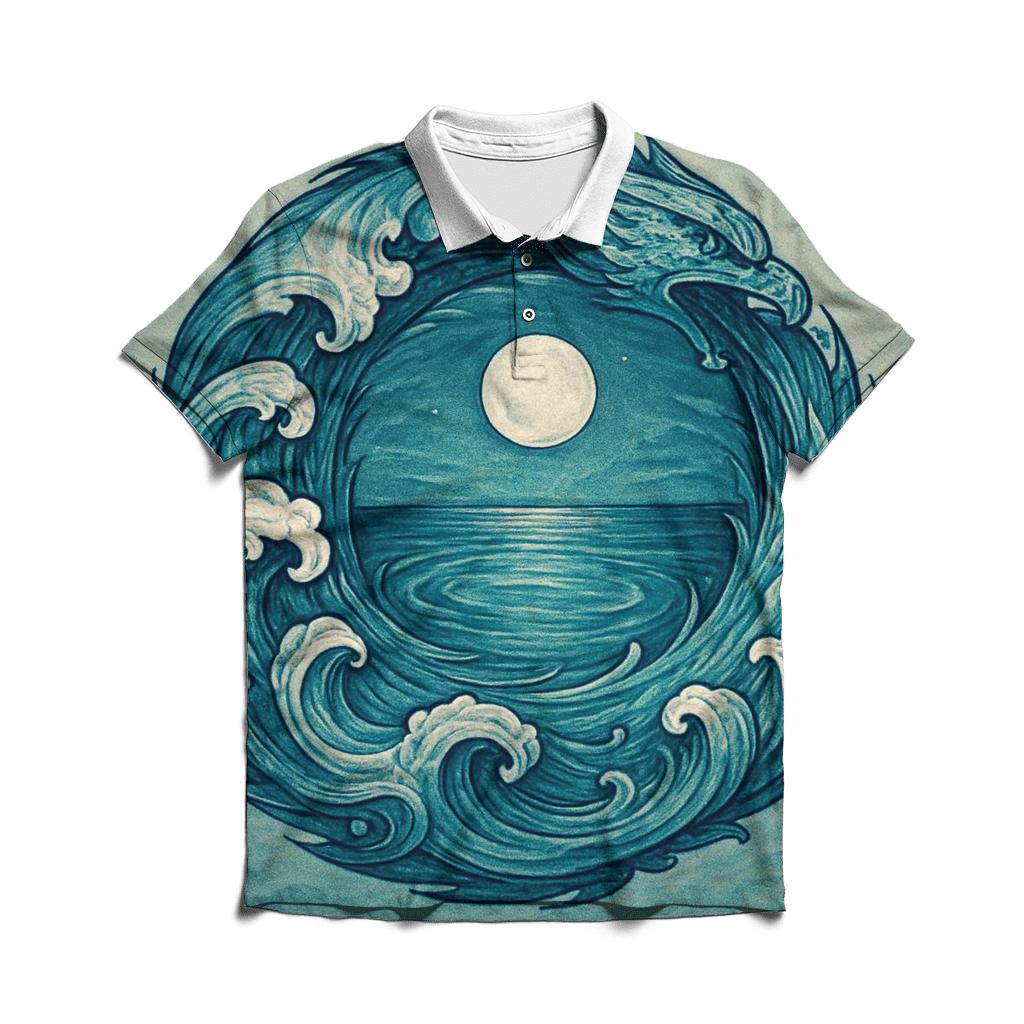 Ocean Tide Spiral Ouroboros personalized polo shirts