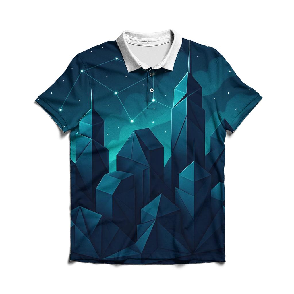 Cosmic Origami Cityscape personalized polo shirts