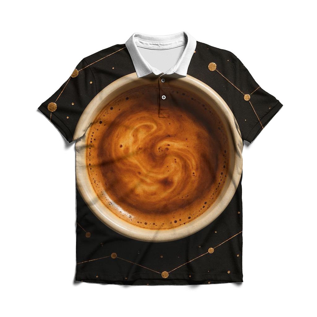 Amber Espresso Constellations embroidered polo tops