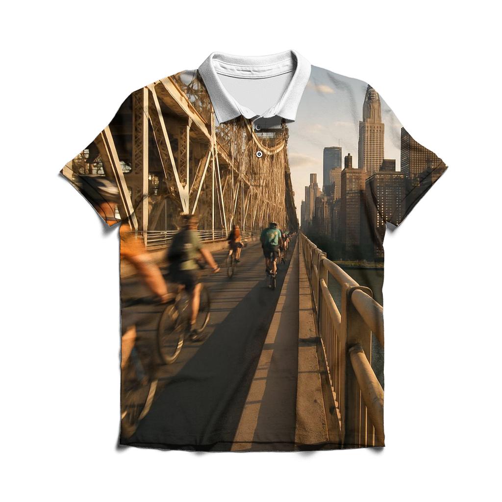 Queensboro Bridge Bike Lane Skyline Glimpse casual sports polo shirts