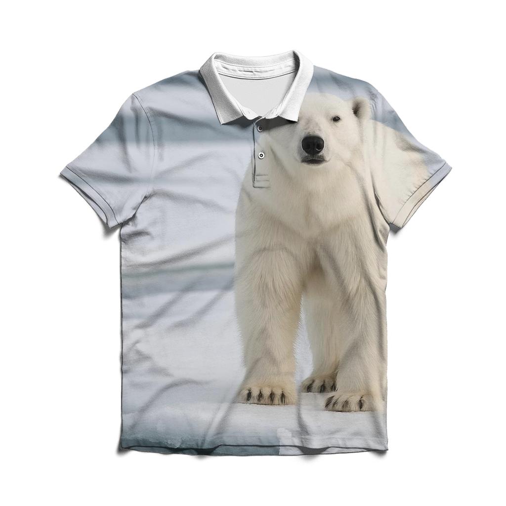 Ice Floe Sentinel Polar Bear designer slim fit polos