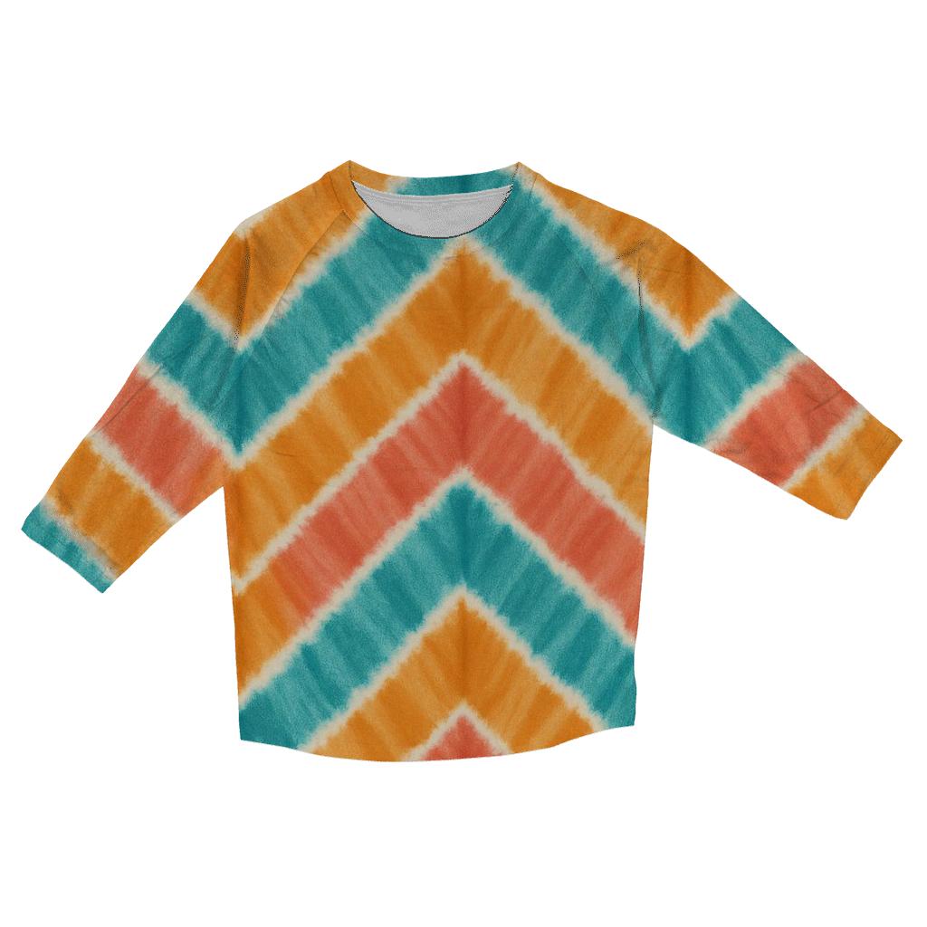 Coral Amber Chevron Folds trendy 3/4 sleeve tops