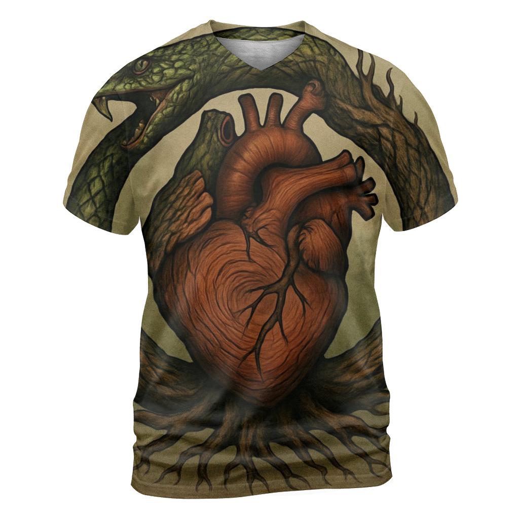 Forest Heart Rooted Ouroboros vibrant all-over design tees