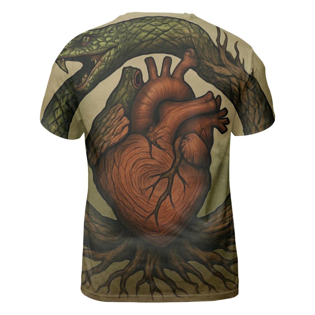 Forest Heart Rooted Ouroboros vibrant all-over design tees