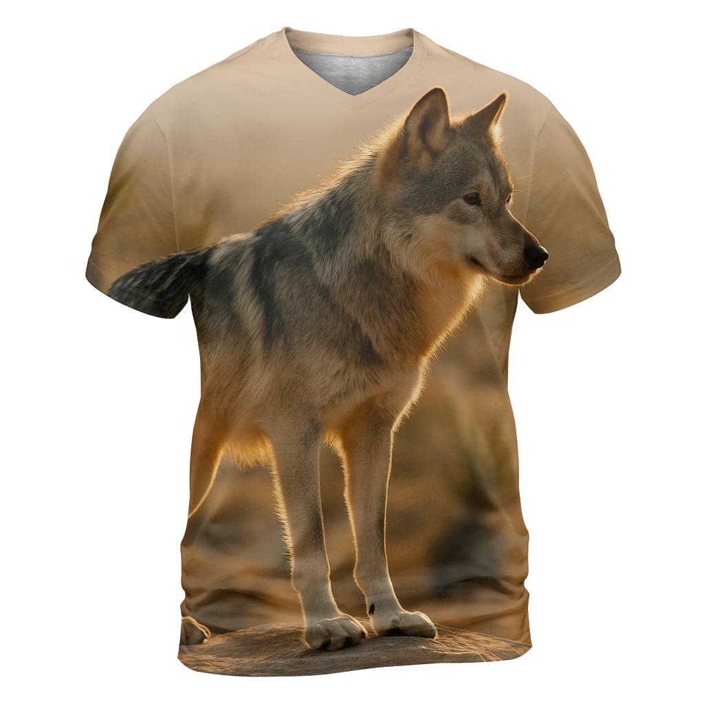 Mexican Wolf In Desert Golden Hour artistic all-over print tops