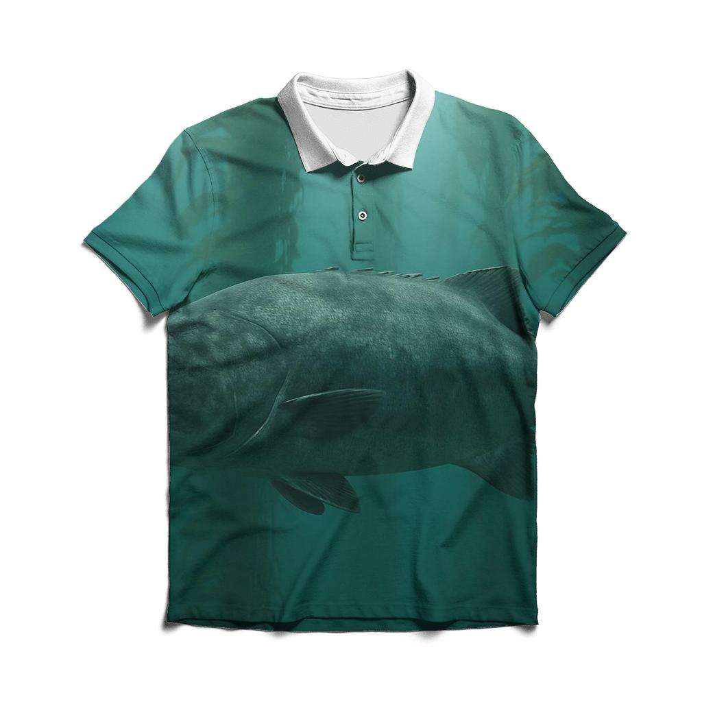 Kelp Forest Patrol Giant Sea Bass classic pique polos