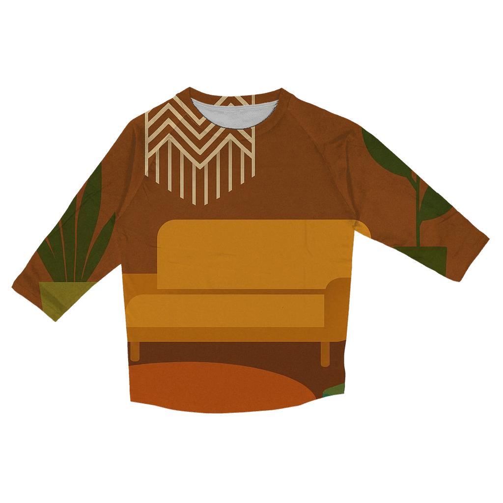 Bohemian Living Room Blocks printed three quarter sleeve shirts