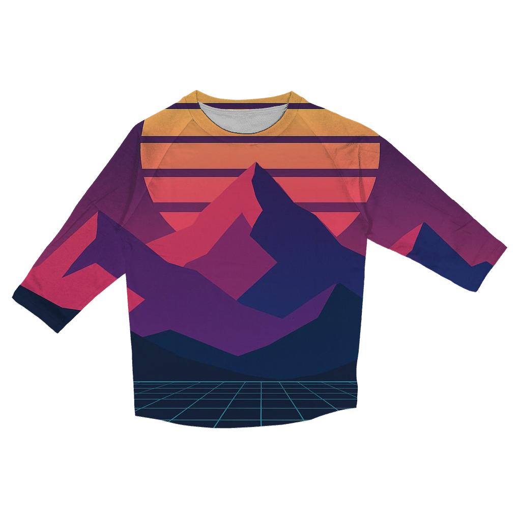 Synthwave Mountain Range designer 3/4 sleeve blouses