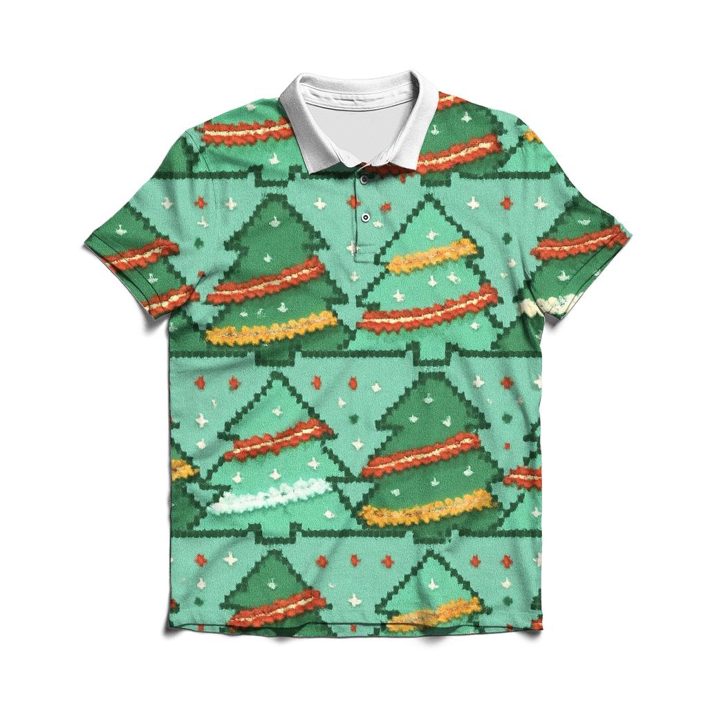Tacky Tinsel Forest Bands Design embroidered polo tops